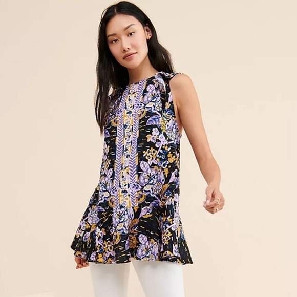 Free People Summer In Tulum Linen Blend Tunic Mini Dress Size M - Picture 2 of 8